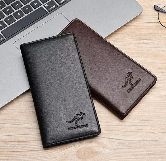 Premium Men's Leather Long Wallet – Slim Bifold Card & Cash Holder